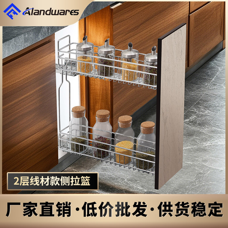 Корзина для приправ, выдвижная корзина, двухслойная боковая корзина с демпфером, модель для оптовой продажи