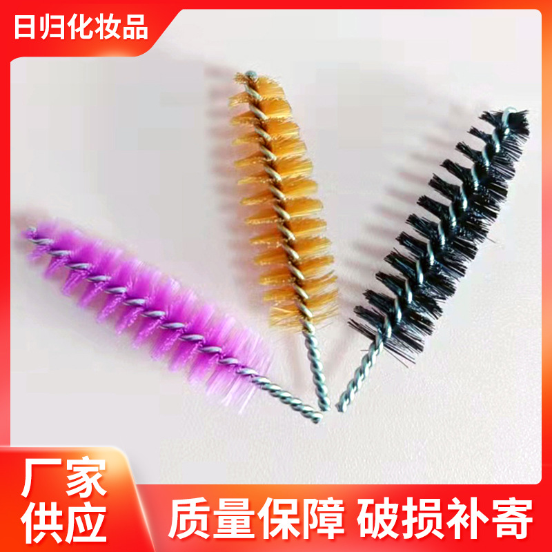 Оптовая щетка для ресниц, короткая стержневая щетка для бровей, одноразовая спиральная щетка