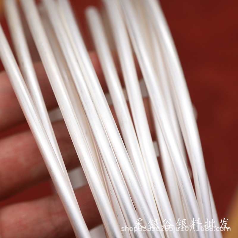 Round 9999 Pure Silver Wire Inlaid Sterling Silver Handmade DIY Filigree Braided Conductive Ring Bracelet Silver Material