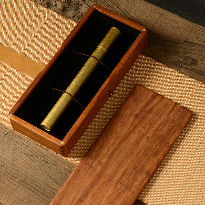 Heavy bamboo magnetic leather buckle box high-grade Rosewood bamboo pendant jade pot pen incense tube storage bamboo packaging box gift box