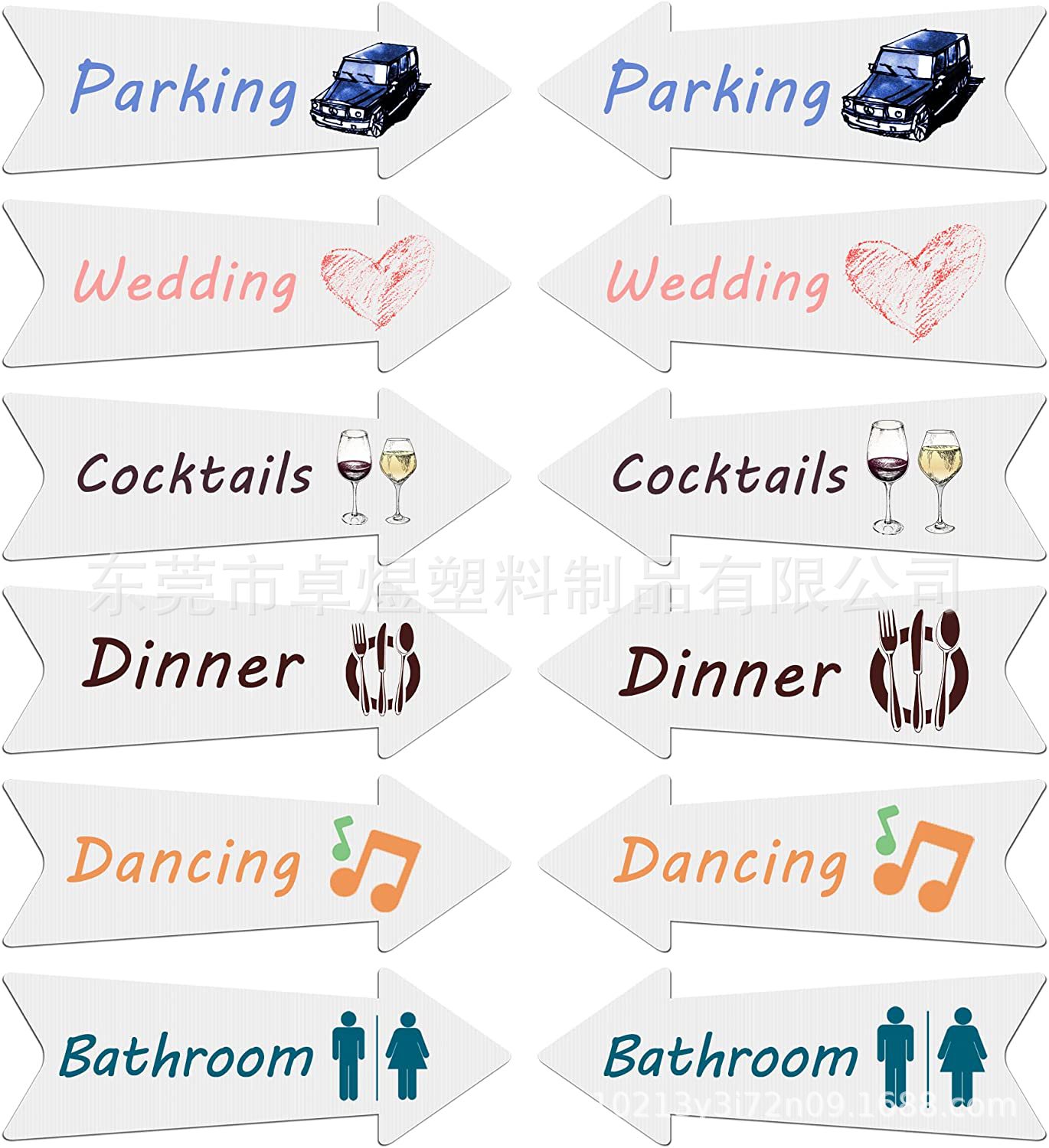 Blank Arrow Sign with Stakes 10 Pcs 43.18 x 15.24cm Yard Sign Ground Insert Card