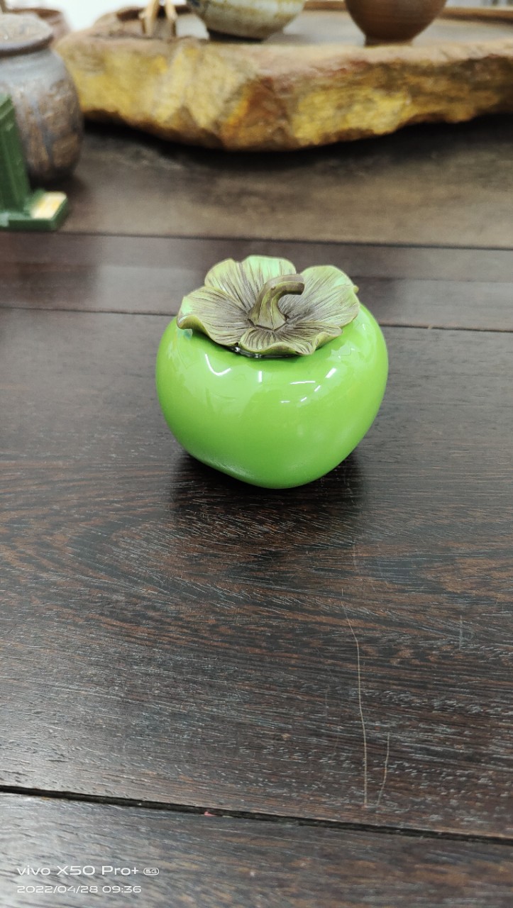 Good Quality Ceramic Persimmon Pot Small Simulation Fruit Tea Pot Candy Pot Wedding Gift Accompanying Gift Customization