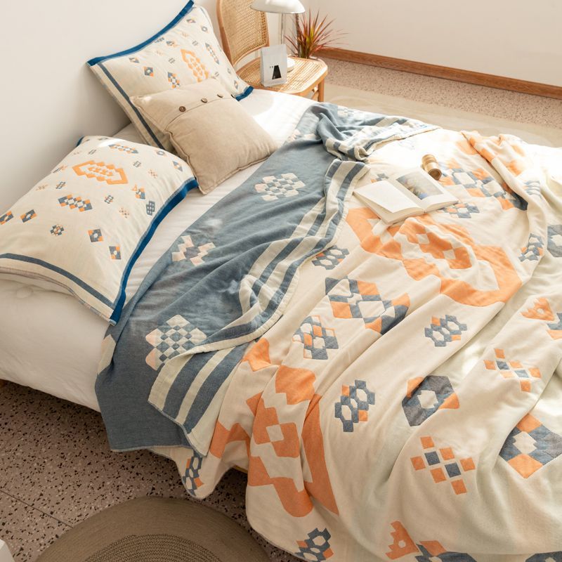New Cotton Bohemian Style Four-Layer Gauze Towel Quilt Single Double Blanket Office Nap Air-Conditioned Blanket