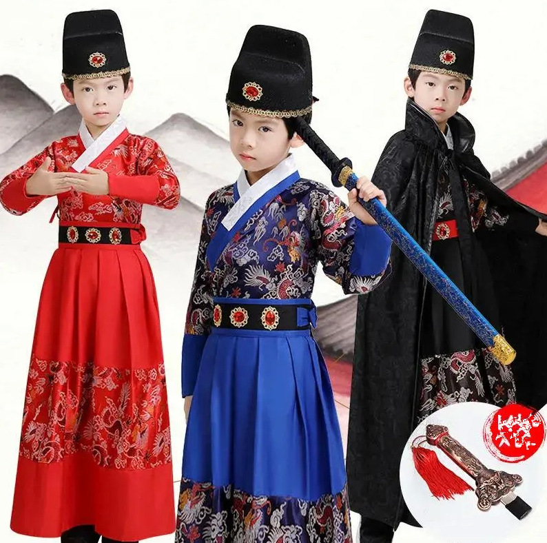 Детский древний костюм ханфу, костюм для мальчиков и девочек