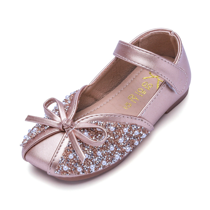 Princess Shoes Girls Rhinestone Shoes 2025 New Kidsren's Small Leather Shoes Baby Girl Silver Crystal Summer Soft Sole Shoes