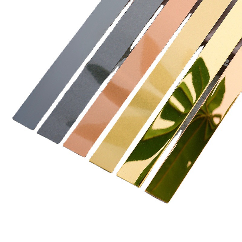 Titanium decorative line stainless steel flat rock plate background wall ceiling Wall cloth metal edge banding titanium alloy self-adhesive