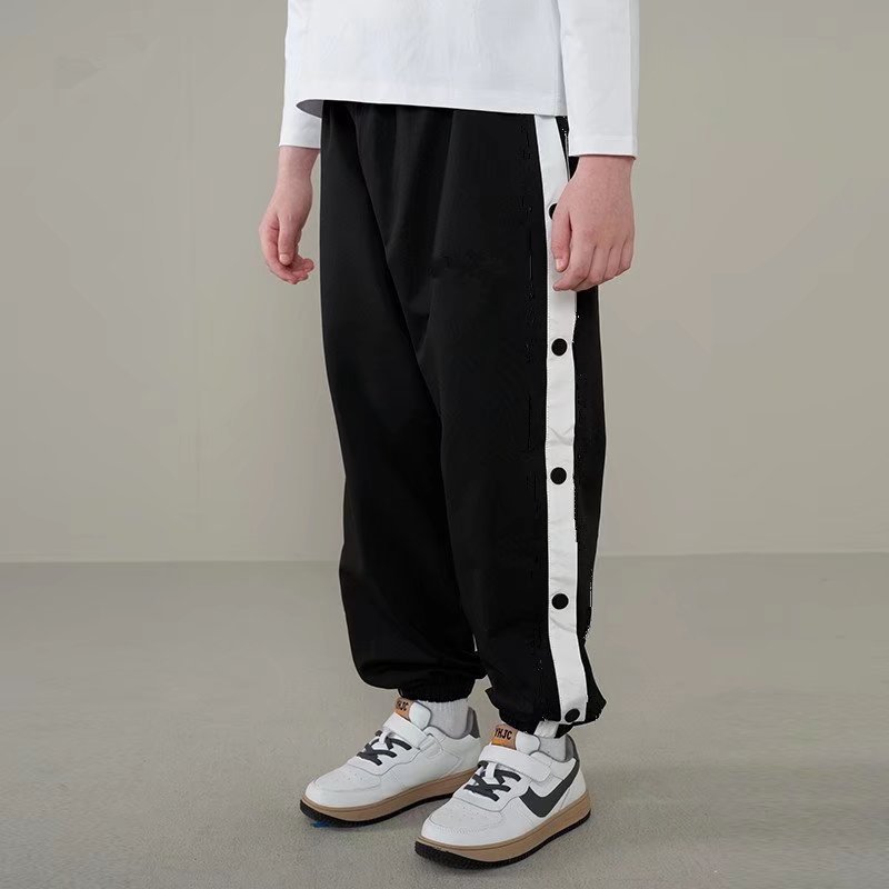 Spring and Autumn Boys' Sports Pants Fully Open Seconds Off-Buckle Pants Big Boy Height Children's Basketball Training Pants Fully Open-breasted