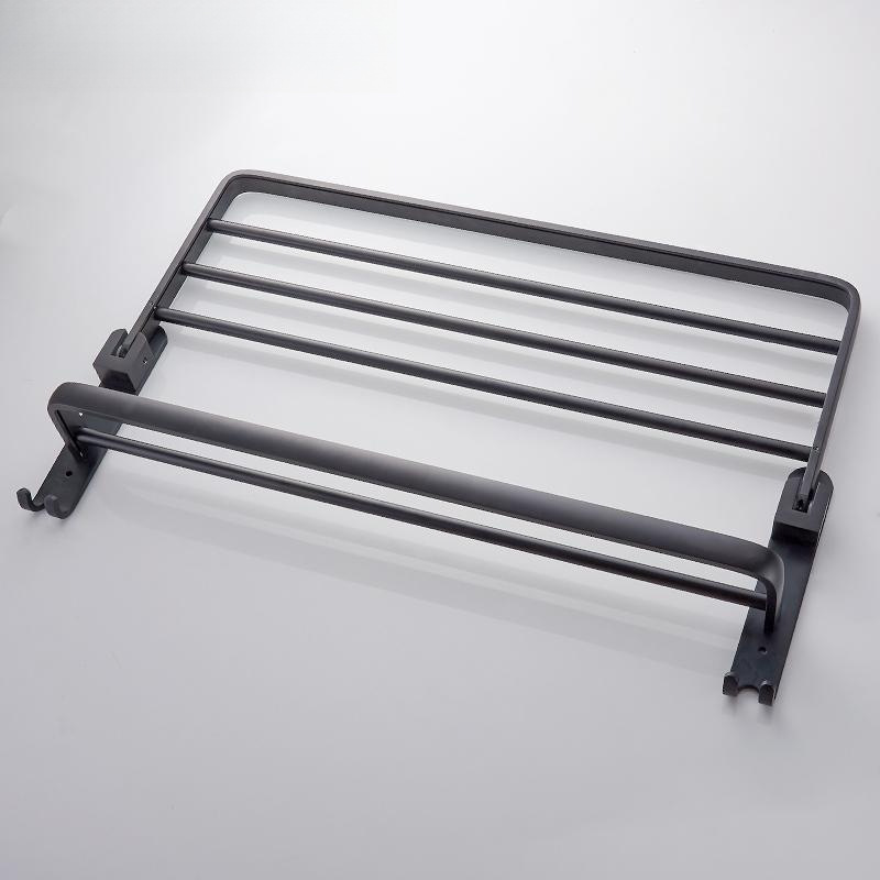 Bathroom Towel Rack, No-Drill Space Aluminum Bathroom Storage Rack, Black Towel Rack for Bathroom and Toilet, Wall-Mounted