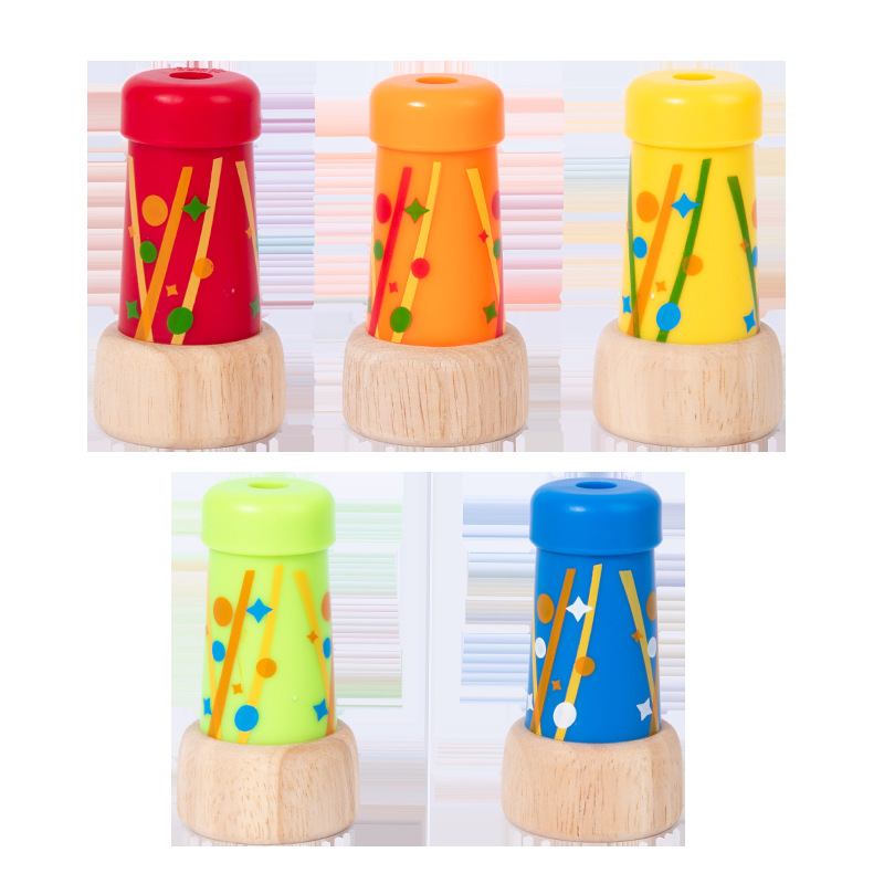 Wooden magic bee eye multi-prism effect kaleidoscope children's grasping puzzle early education science toys cross-border hot sale