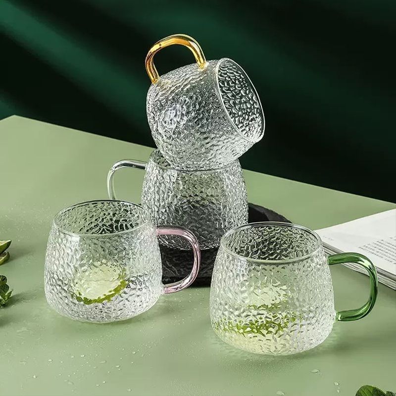 Стеклянный стакан с ручкой, термостойкий и взрывозащищенный чайный стакан, набор домашних стаканов большого объема в простом стиле