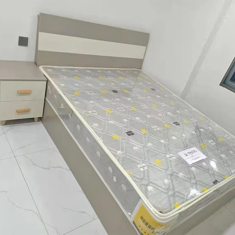 Panel Bed Dormitory Bed Apartment Furniture Customization1.2/ 1.5m Standard Room Complete Furniture Bed Frame Single Bed Wardrobe