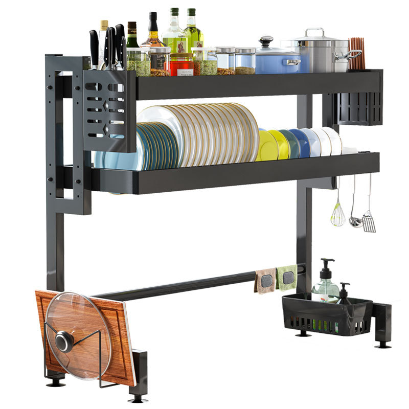Household Kitchen Sink Rack Punch-Free Dish Rack Carbon Steel Storage Organizer Rack Storage Rack Drain Rack