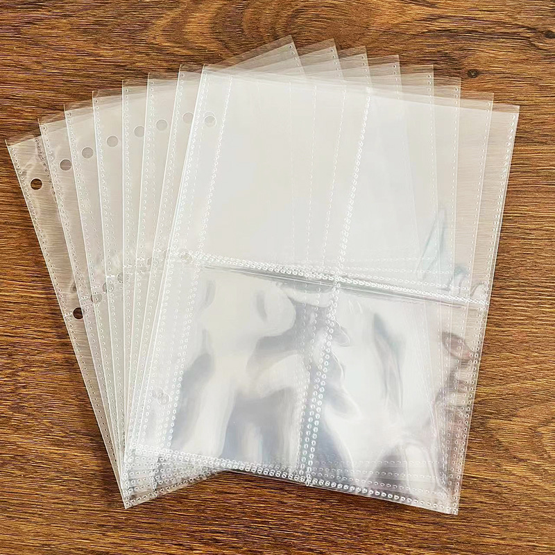 A5 four-grid card book inner page degradable card page replacement core transparent PP inner page double-sided card 4-grid degradable