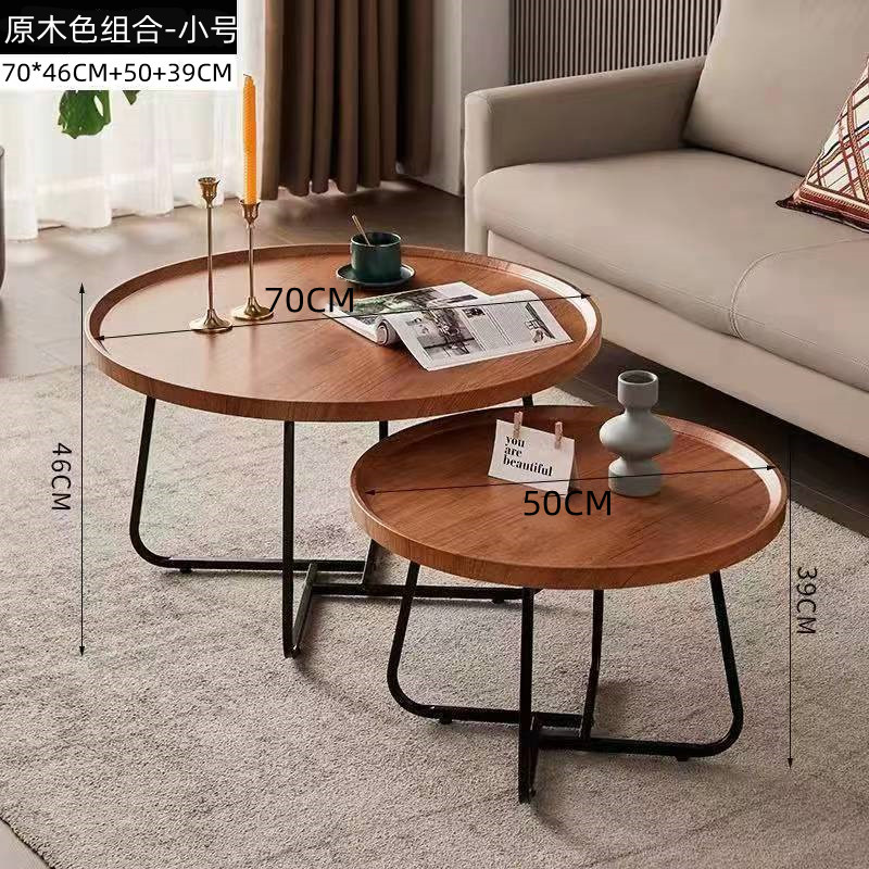 Amazon Wholesale Office Geometric Creative Tea Table Iron Wooden Practical Small Coffee Table Living Room Decorative Small Round Table