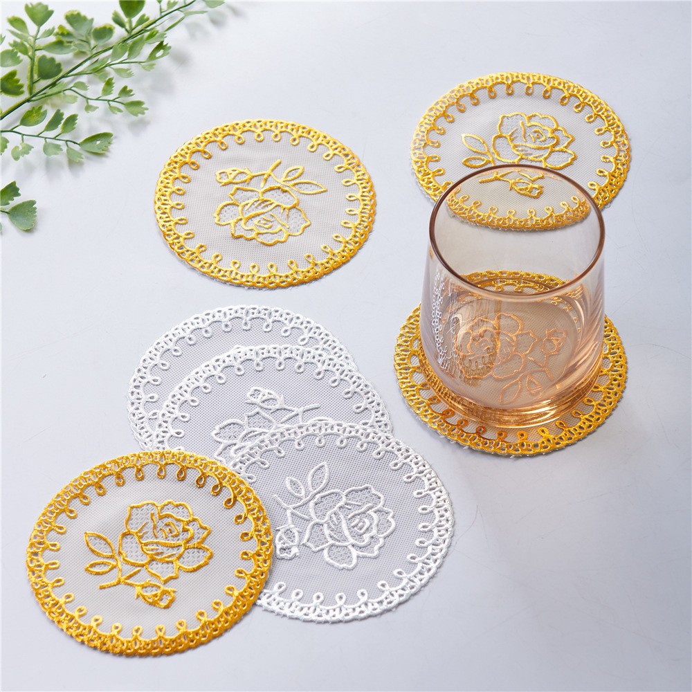 European Style Simple Bronzing Tea Mat Household Anti-scalding Dining Table Heat Insulation Mat 10cm Bronzing Round Coaster Absorbent Tea Mat