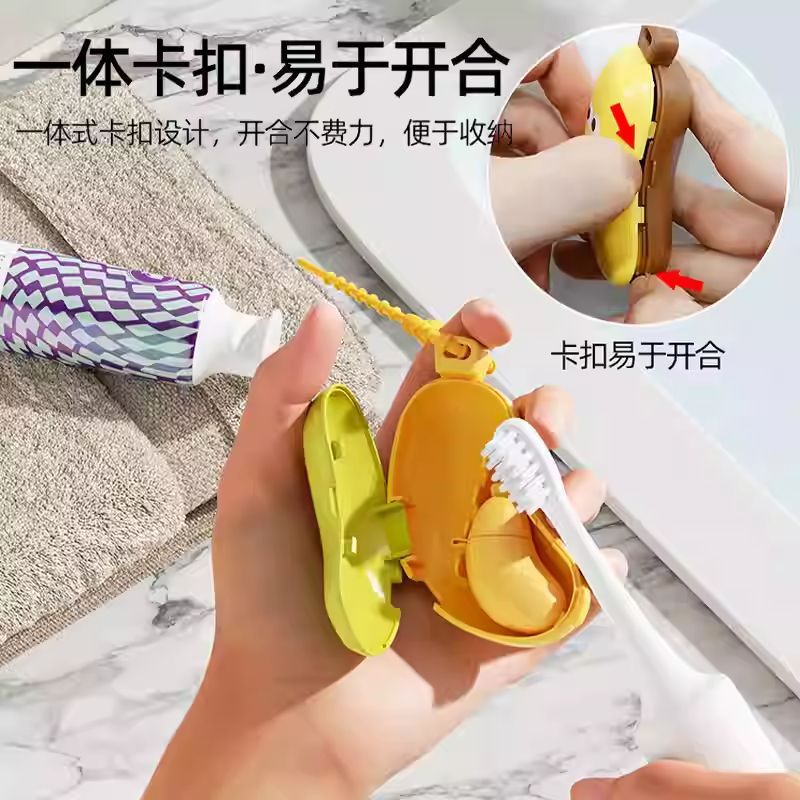 Soft-Bristled Storage Box Portable Toothbrush Kidsren's Set Adult Family Couple Macaron Foldableing May Day Filament Toothbrush