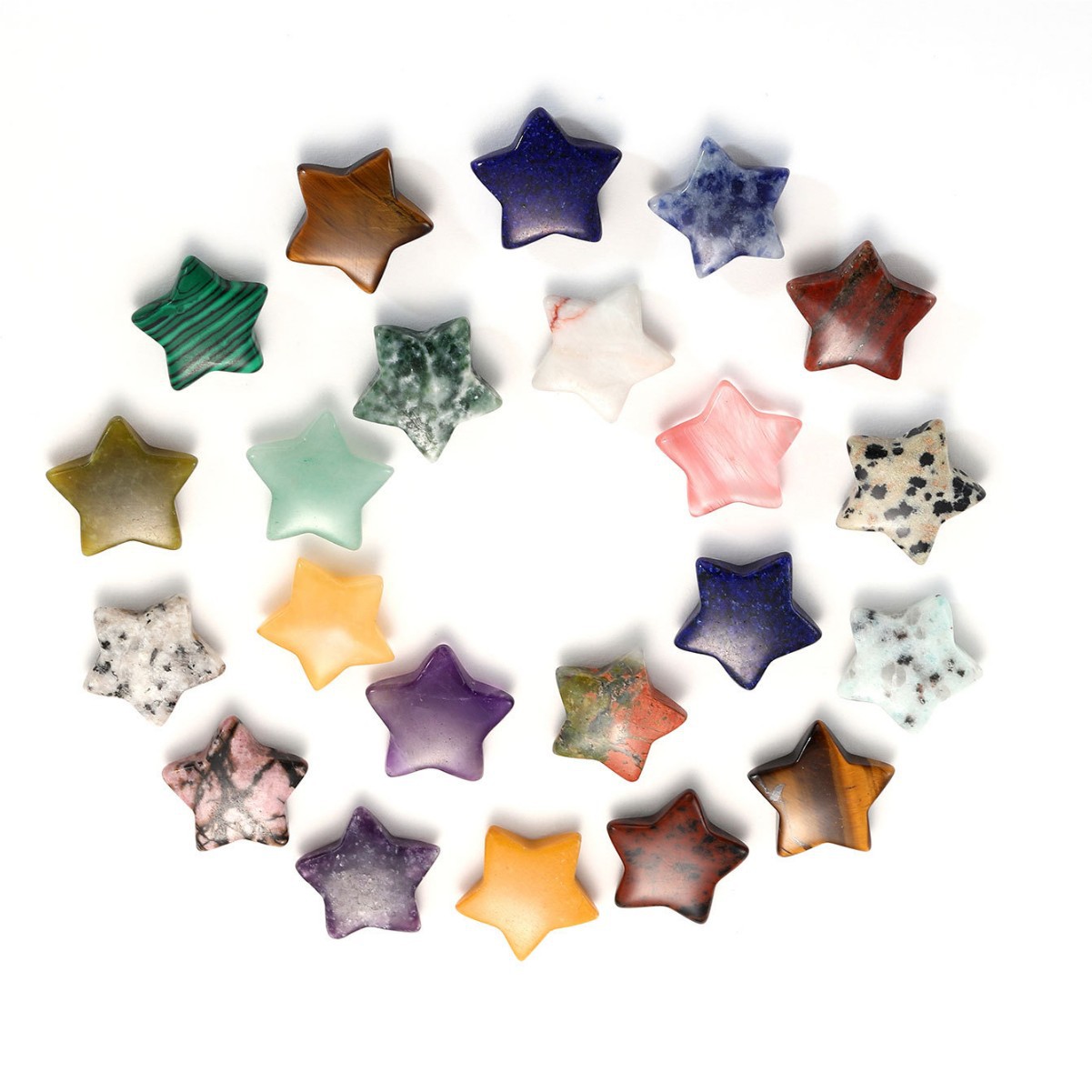 Cross-border factory direct sales 20MM natural stone crystal five-pointed star non-porous pendant small star natural ornaments