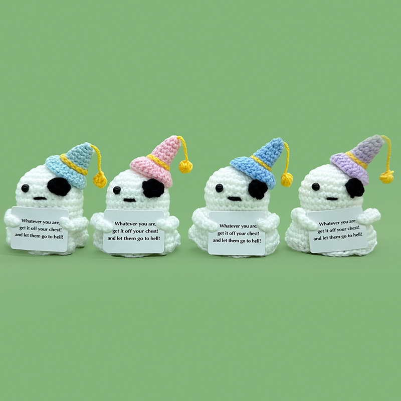 Cross-Border Amazon Handmade Knitted Doll Halloween Gift Ghost Little Devil Grim Reaper Emotional Plush Toy Wholesale