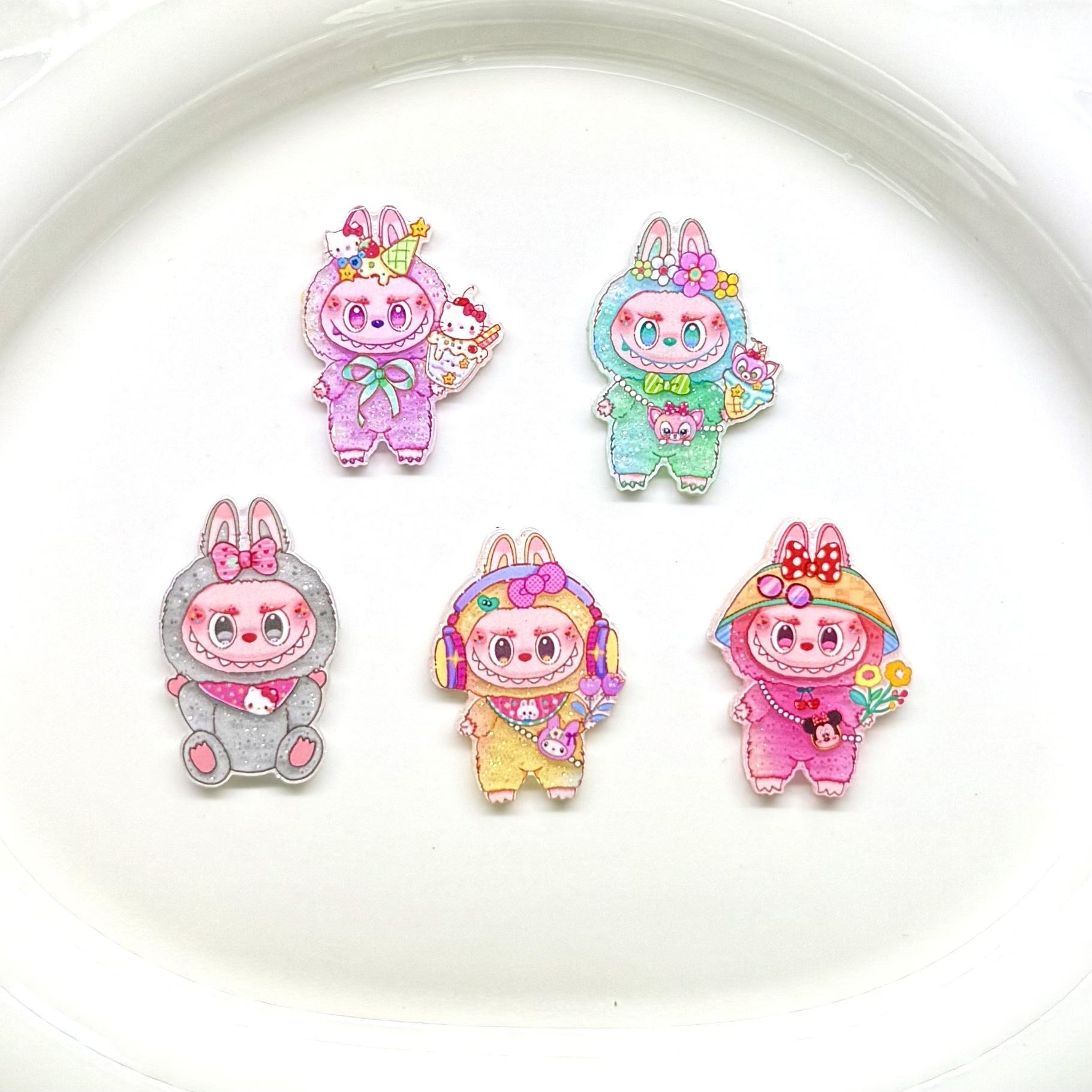 New Acrylic Cartoon Anime Cute Labubu Jewelry Accessories DIY Hairpin Brooch Badge Badge