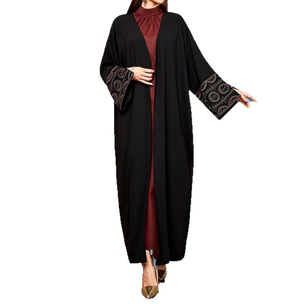 New Abaya Women's Dubai Embroidered Cardigan Middle Eastern Robe Muslim Fashion Elegant Cross-Border Dress