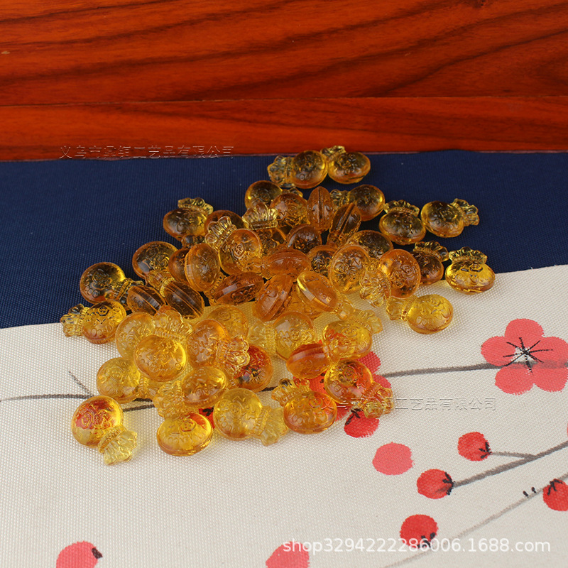 Glass ingot gold ingot yellow artificial glass crystal decoration living room desktop ornaments rice jar cornucopia decoration
