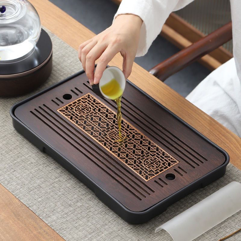 Portable Tea Tray Household Bamboo Dry Foam Tray New Chinese Style Water Storage Drain Tea Table Tea Set Tray Simple Japanese Style Tea Tray