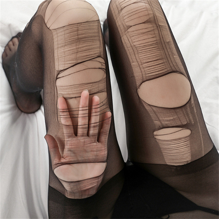 Seductive tearing socks ultra-thin transparent tearing nylon work disposable sexy stockings sexy shredded pantyhose for women