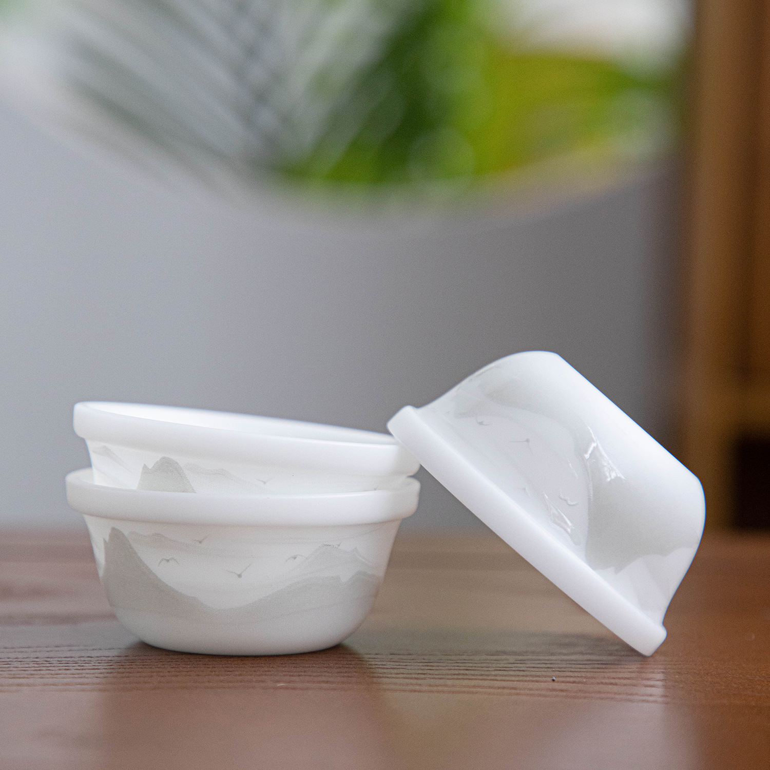 Ruoyu Ceramic Quick Cup, One Pot and Three Cups, Plain-Fired Hand-Painted Travel Kung Fu Tea Set, Outdoor Leisure Home Souvenir