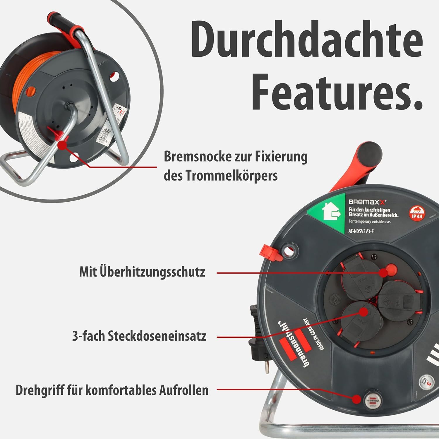 Brennenstuhl Garant V2 Ip44 Cable Drum 40m Outdoor (Made I