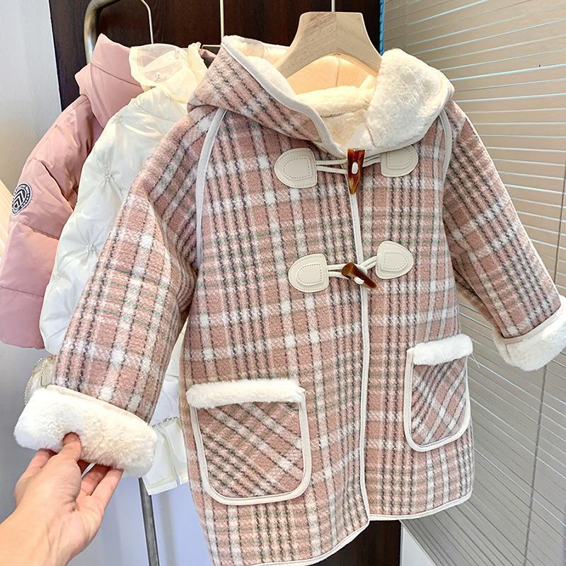 Girls' Woolen Outwears Fleece-Lined Autumn and Winter Clothing 2025 New Baby Girl Korean Style Children's Clothing Fashionable Korean Style Outwears for Small and Medium-Sized Children