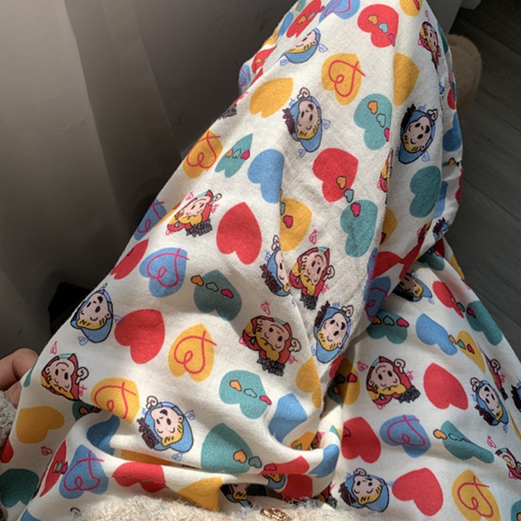 Пижамные штаны из хлопка Yuantianzhi, двойной слой пряжи, свободные, милые мультяшные хлопковые штаны