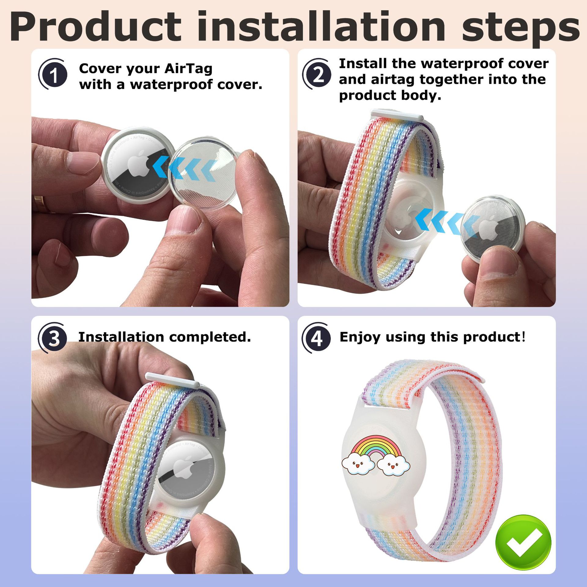 Suitable for Airtag Protective Cover Apple Positioning Anti-lost Nylon Waterproof Strap Airtag Cartoon Children's Bracelet