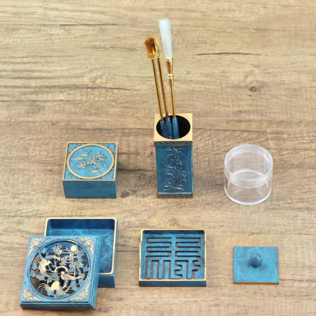 Латунная курильница синих лотосов набор инструментов порошок курильница