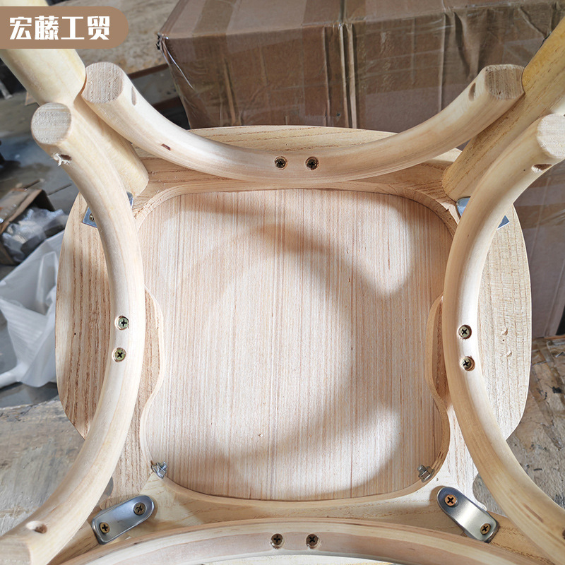 Simple Style Backrest Chair Children's Double N Chair Theme Restaurant Dining Chair Solid Wood Rattan Chair Ready Stock Wholesale Children's Double N Chair