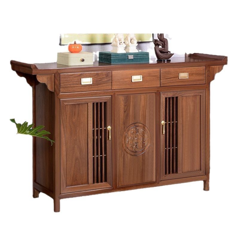 New Chinese Style Solid Wood Entrance Cabinet Living Room Wall Storage Cabinet Entry Door Facing Door Ultra-Narrow Offering Table Elm Entrance Table