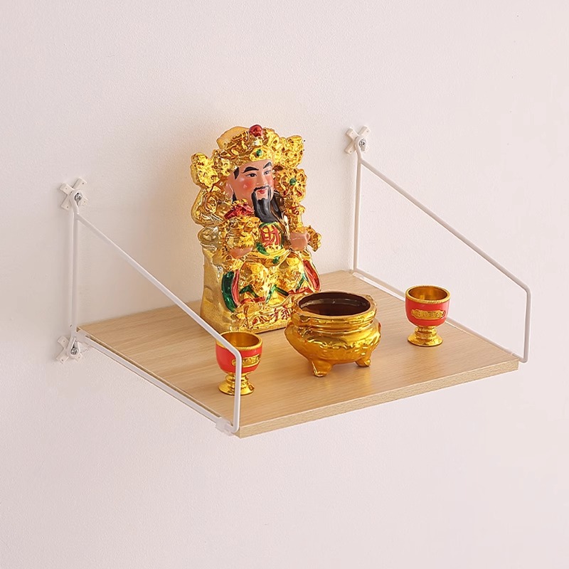 Buddhist shrine Wall-mounted Buddha Statues Placement Worship Table God of Wealth Shelf Kitchen God Guanyin Incense Hobstand Simple Small Table