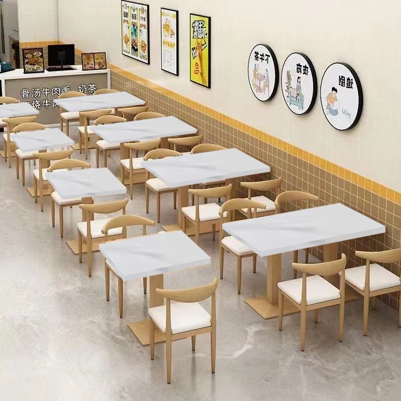 Catering Noodle Shop Barbecue Economical Commercial Snack Fast Table Restaurant Dining Table and Chair Combination Milk Tea Breakfast Dessert Shop