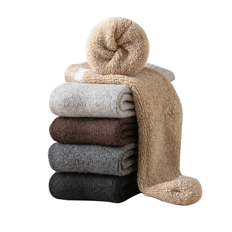 Baonasi Autumn and Winter Solid Color Giant Thick Wool Socks Women's Mid-Calf Socks Thickeneded Warm Terry Socks Winter Stockings Wholesale