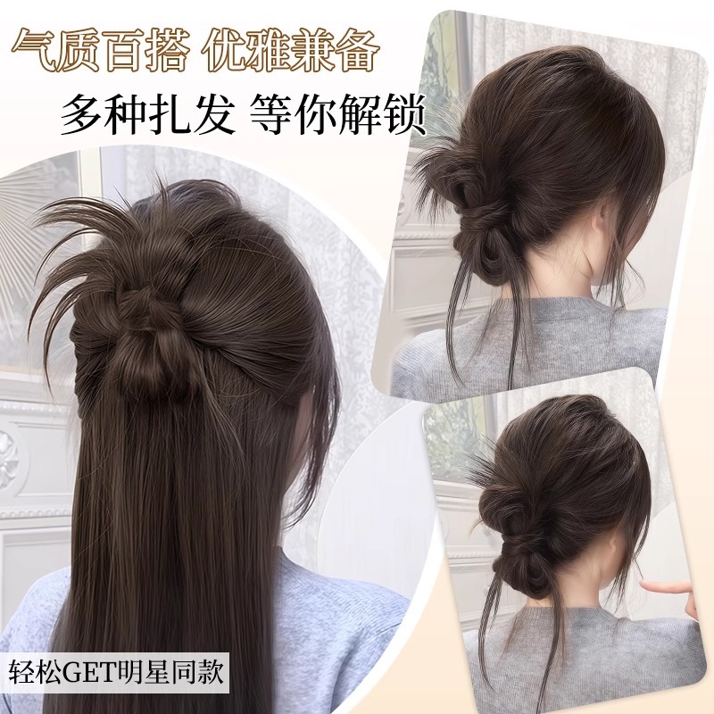 Messy Bun Wig for Women, Realistic Hair Claw Clip, Low Ponytail, Fluffy Bun Hair Accessory