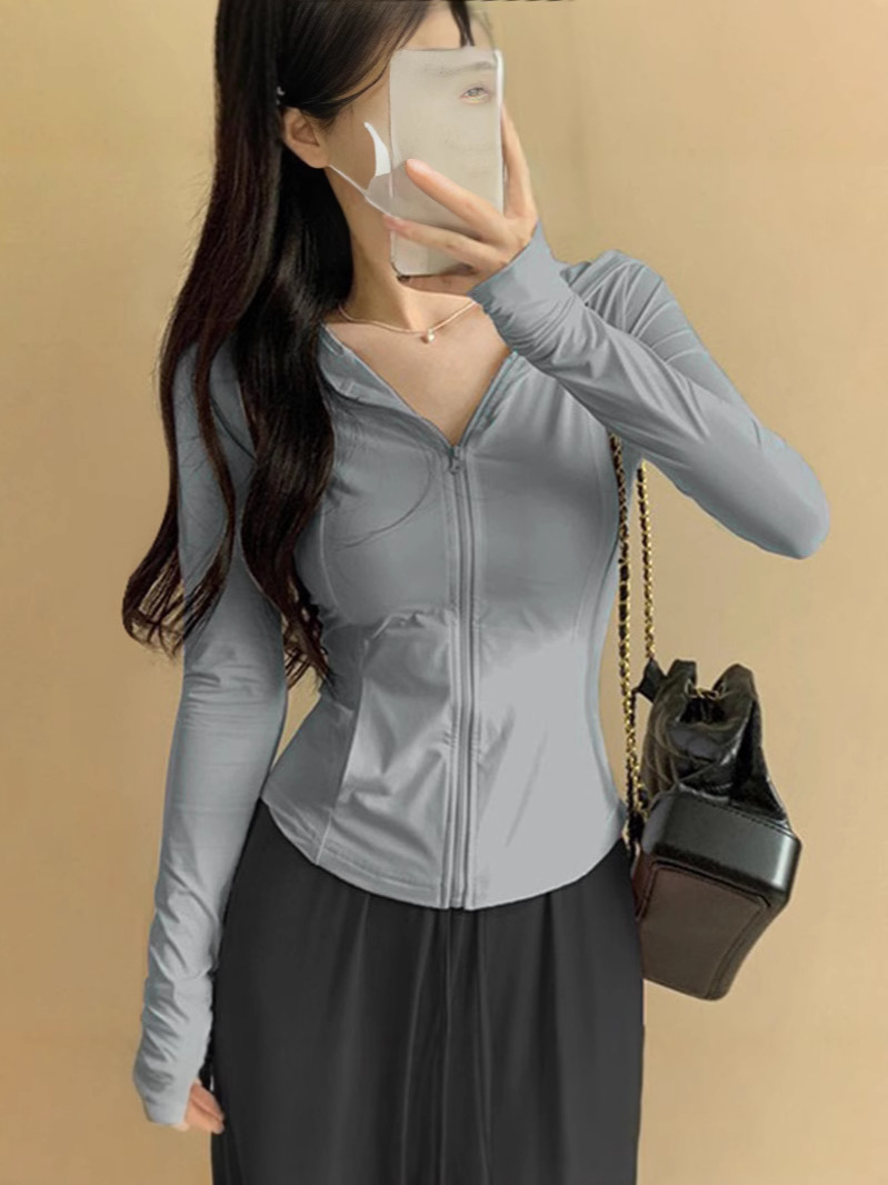 New yoga sun protection clothing for women Summer raw yarn slim-fit Ice Silk cool breathable UV protection sun protection clothing coat for women