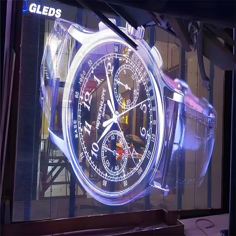 Lettermon LED Transparent Display Bar Mall Advertising HD Full Color P3.91 Grille Screen led Ice Screen