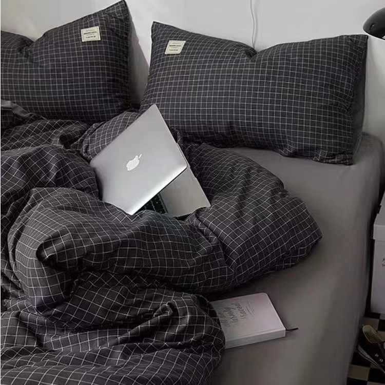 Ins Thickeneded Twill Brushed Quilt Cover Bed Bed Sheets Three-Piece Set Four-Piece Student Quilt Cover Skin-Friendly Cotton Bed Zhaozhi Wu