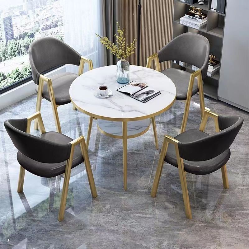 Italian Light Luxury Reception Table and Chair Combination Sales Office Negotiation Rest Table and Chair Commercial Modern Simple Office Small Round Table