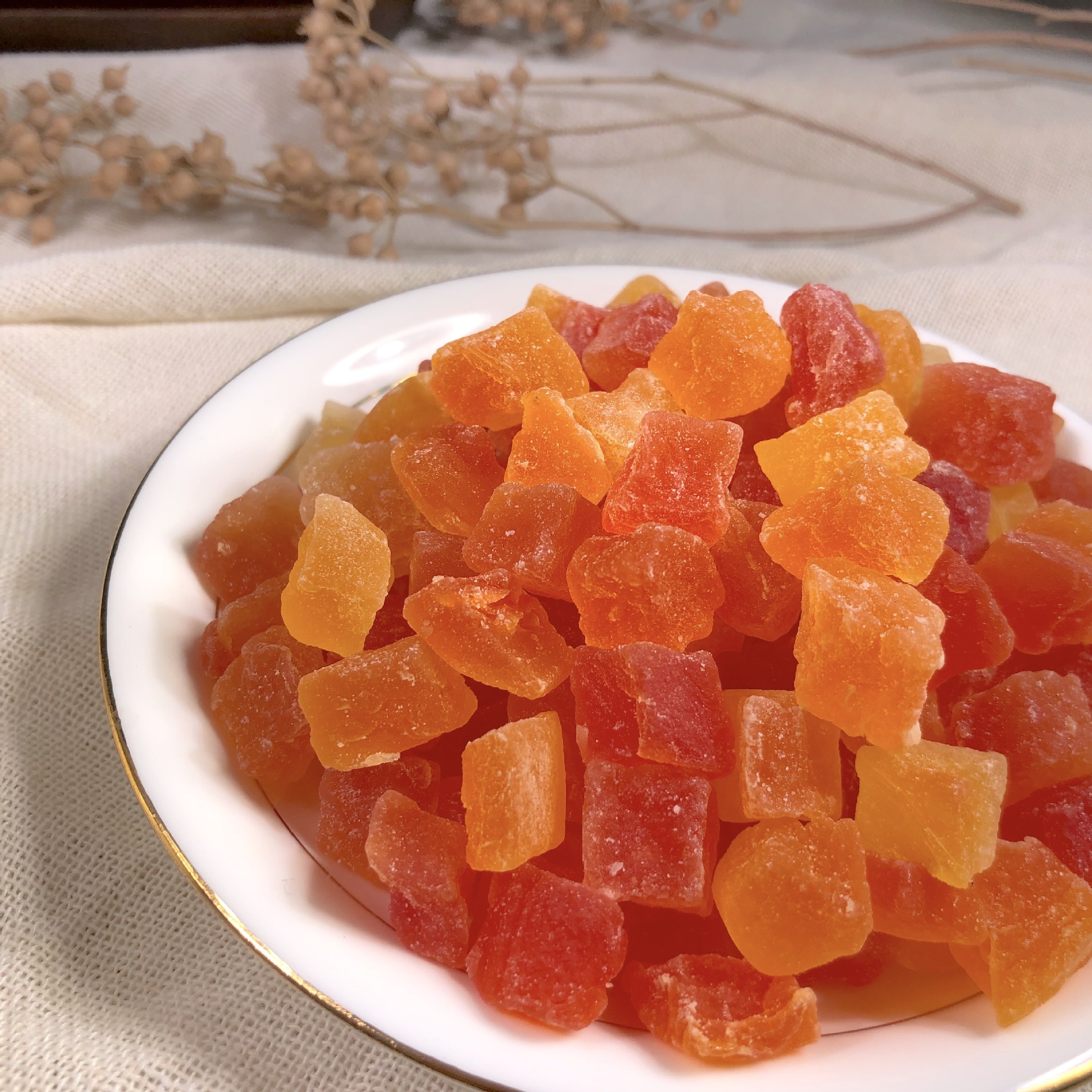 Thailand papaya diced non-essence pigment baking raw materials papaya broken fruit tea fruit oat dried papaya