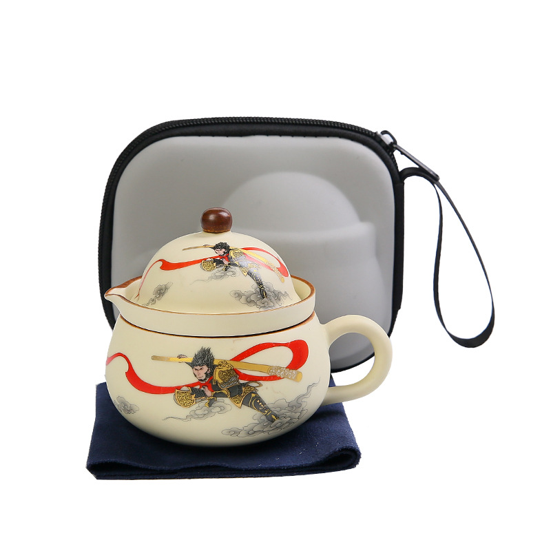 Ru Kiln Travel Tea Set suit Portable Express Cup Tea Separation Office Cup Teapot Outdoor Camping