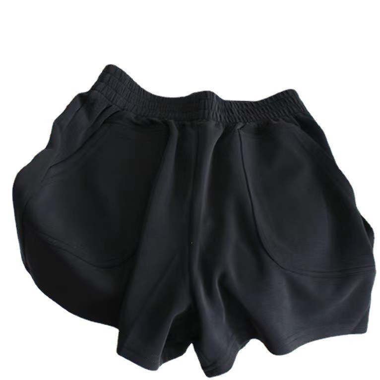 Summer Thin Korean-Style Sports Shorts for Women, High-Waisted, Loose Wide-Leg Shorts, Three-Quarter Length, Cotton Blend, Casual Pants, Trendy, Leg-Lengthening