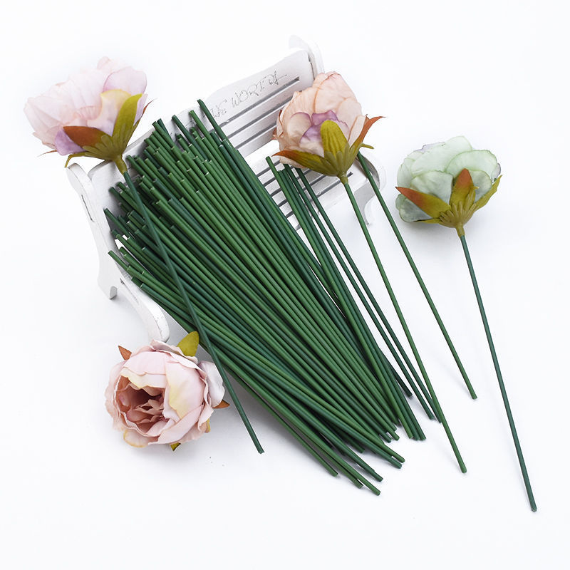 No. 2 Flower Stem Wire Mesh Flower Material DIY Flower Diameter Green Iron Wire Glue Flower Stem Flower Stem Rose Stem Green Wire Branch Drying Material