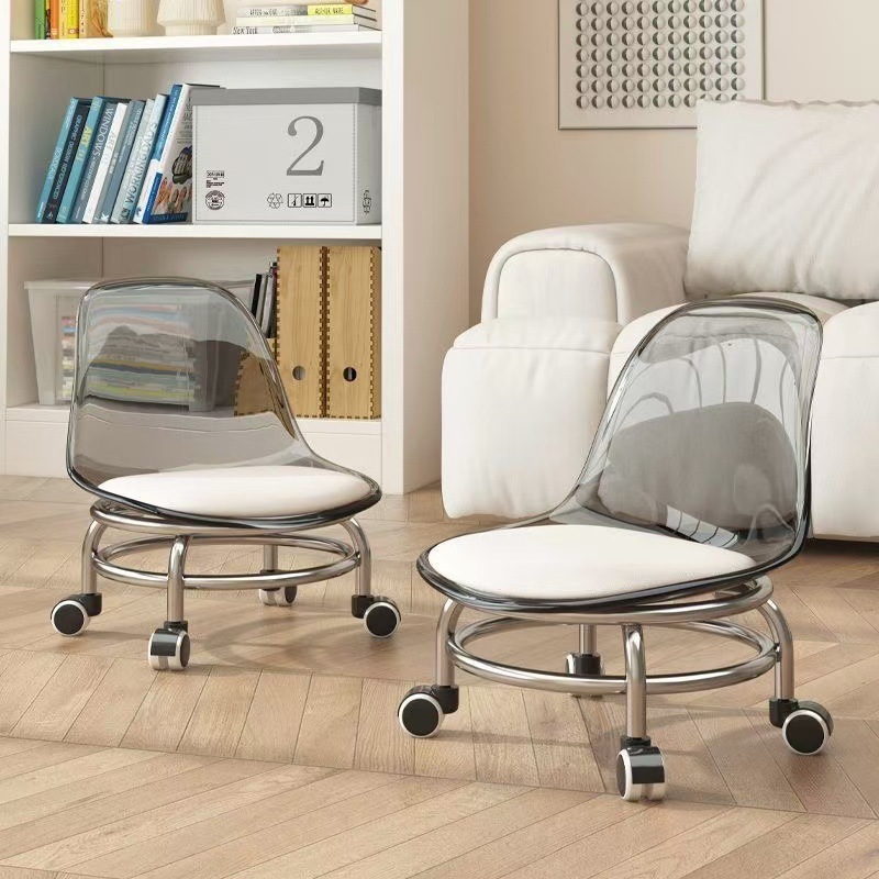 New Electroplated Shelf, Transparent Backrest, Pulley Chair, Adults and Children Can Use Load-Bearing Toddler Universal Wheel Plastic