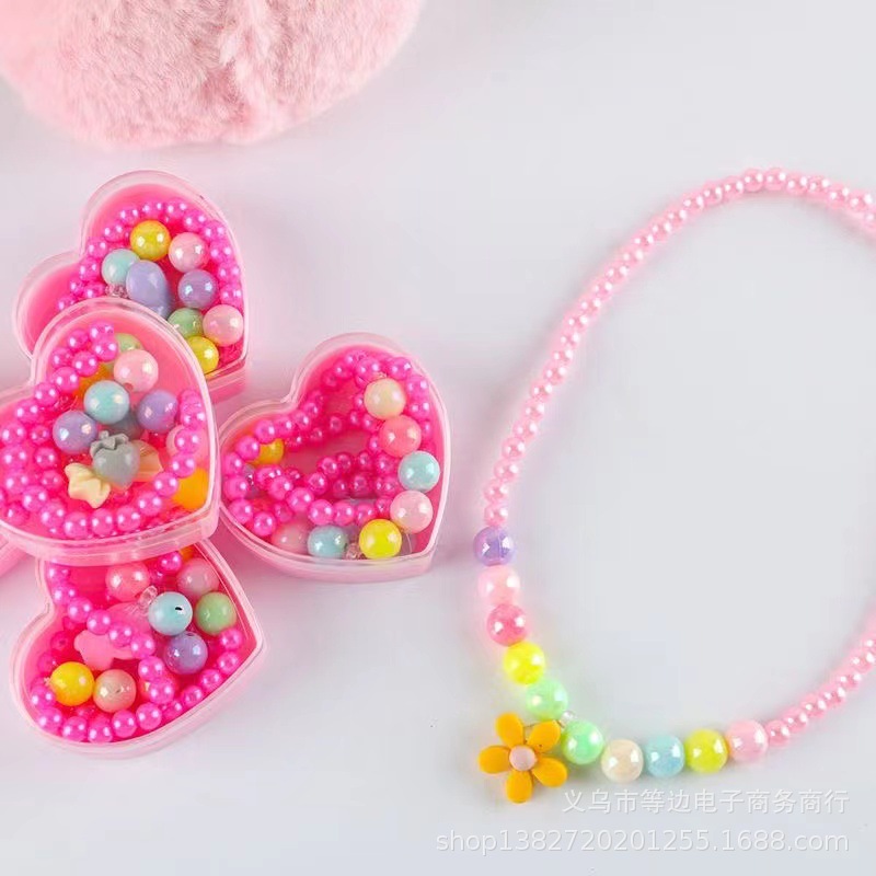 Children's cartoon necklace girls' cute princess beaded colorful little girl dopamine accessories baby jewelry gift box