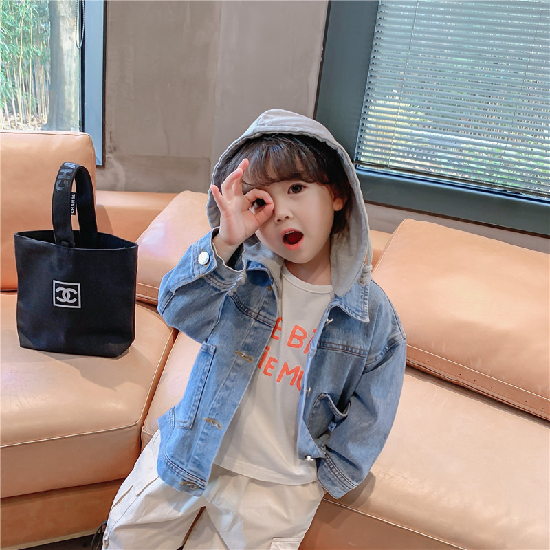 Girls' Denim Topss 2021 Spring New Fashionable Korean Style Children's Baby Girls Casual Tops Spring and Autumn Topss